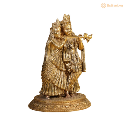 Brass Lord Krishna and Radha Idol – A Divine Symbol of Love and Unity 5 Inch