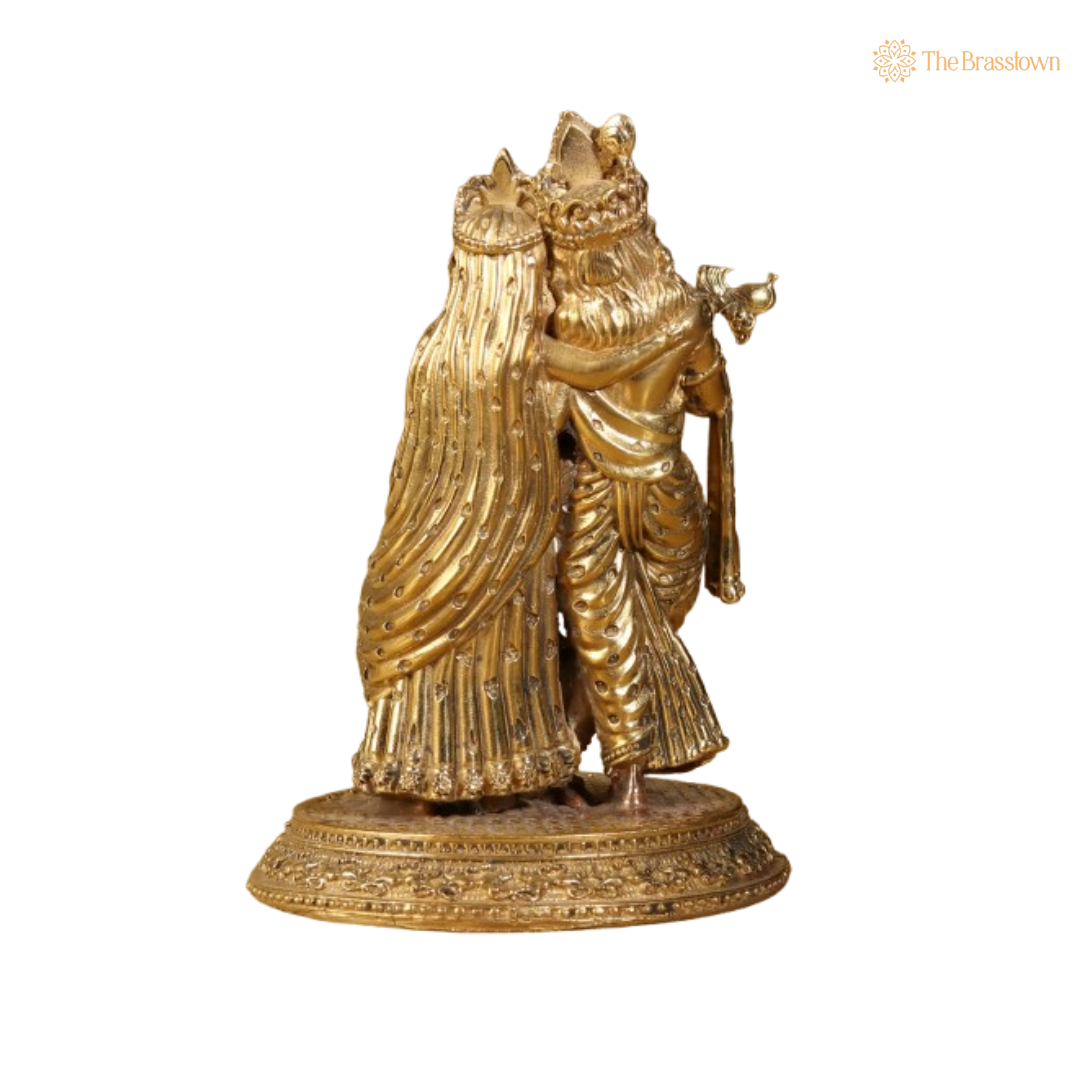 Brass Lord Krishna and Radha Idol – A Divine Symbol of Love and Unity 5 Inch