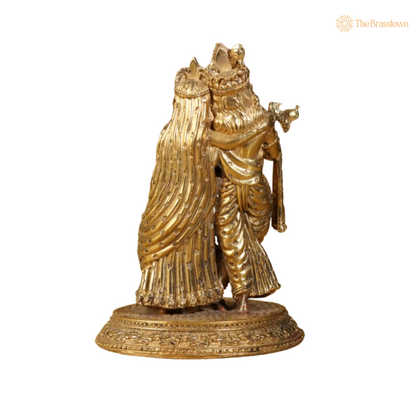 Brass Lord Krishna and Radha Idol – A Divine Symbol of Love and Unity 5 Inch