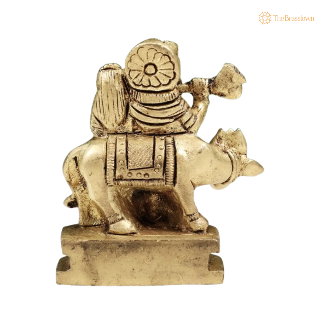 Brass Lord Krishna and Radha with Cow Idol 2 Inch