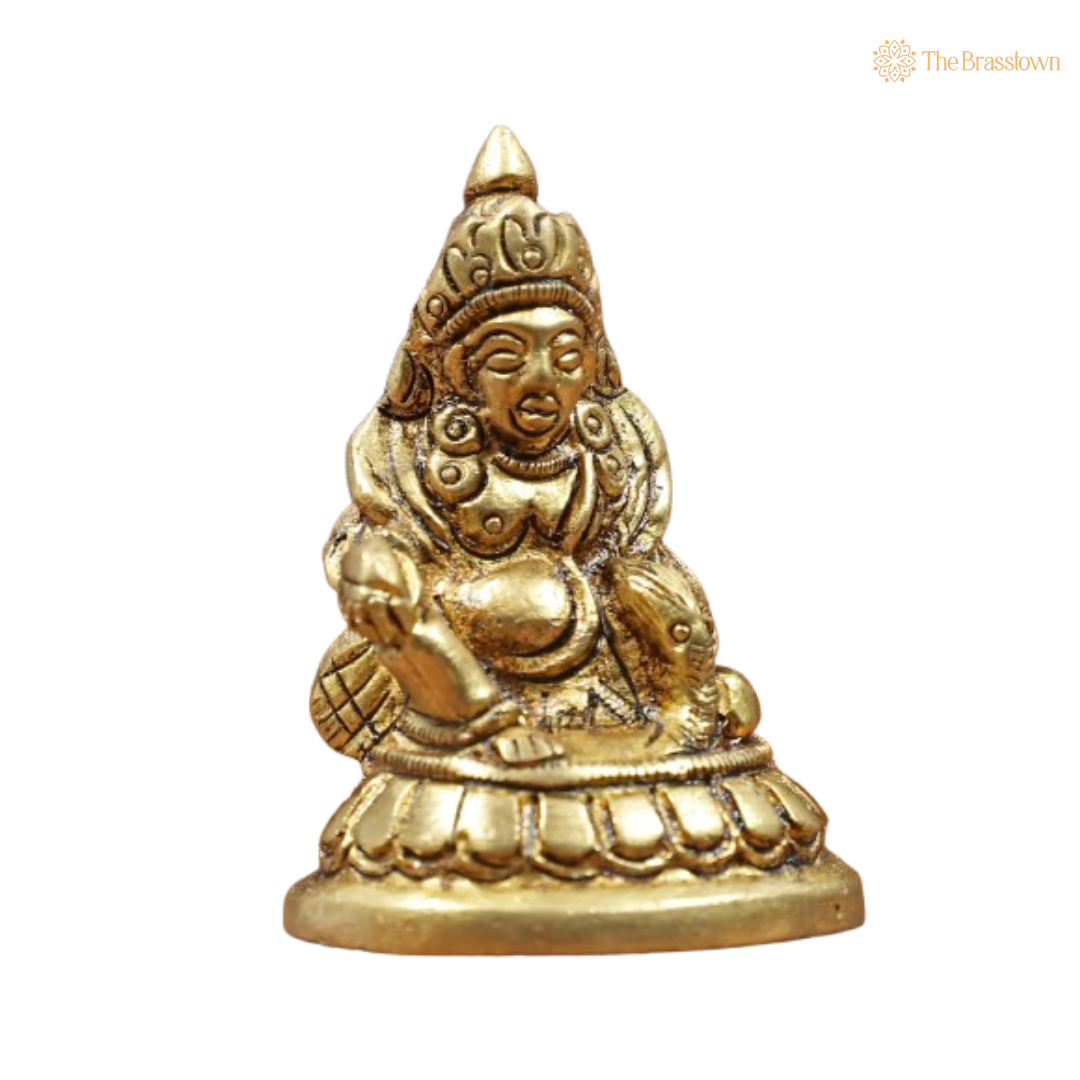 Brass Lord Kuber Idol – The Divine Bestower of Wealth 3 Inch
