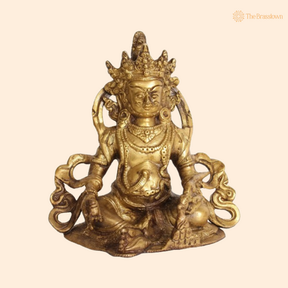 Brass Lord Kuber Idol – The Divine Lord of Wealth and Abundance 6.5 Inch
