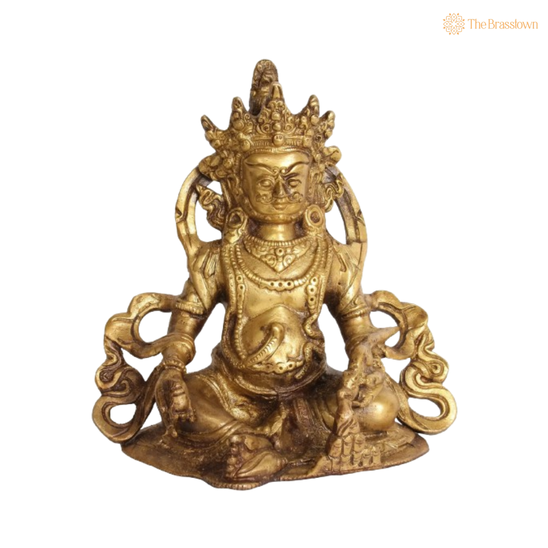 Brass Lord Kuber Idol – The Divine Lord of Wealth and Abundance 6.5 Inch