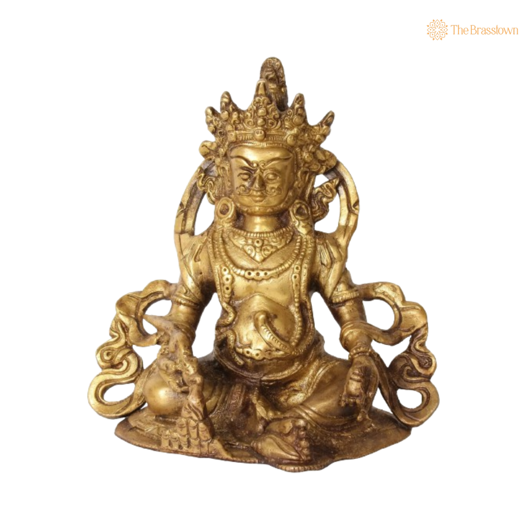 Brass Lord Kuber Idol – The Divine Lord of Wealth and Abundance 6.5 Inch