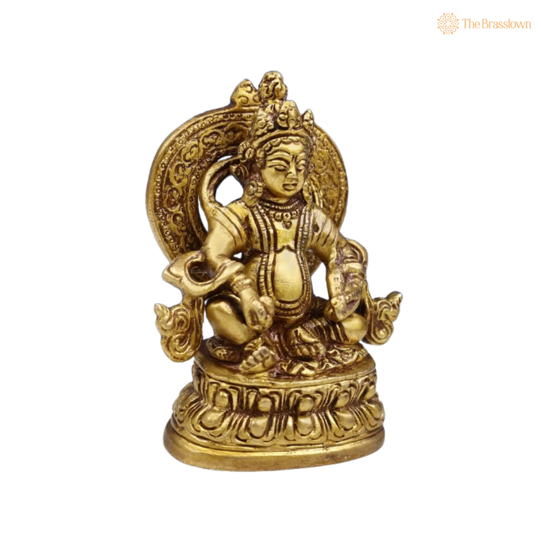 Brass Lord Kuber Idol – The Divine Treasurer of Wealth 3 Inch