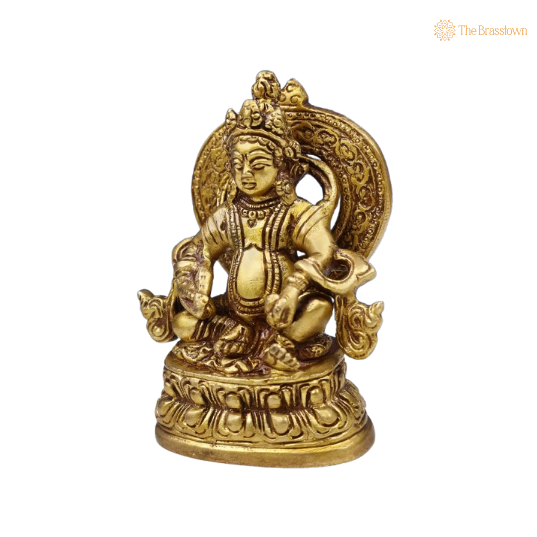 Brass Lord Kuber Idol – The Divine Treasurer of Wealth 3 Inch