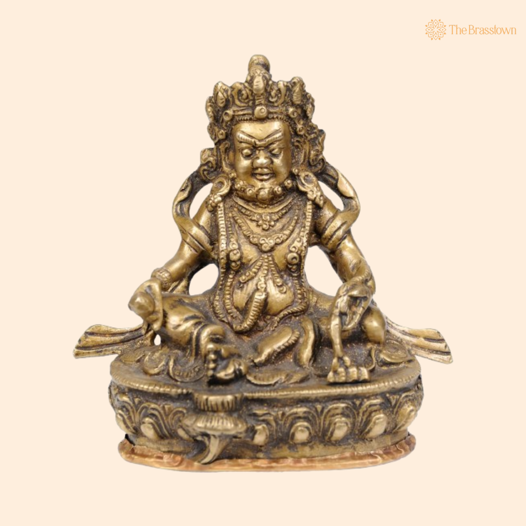 Brass Lord Kuber Idol – The Divine Treasurer of Wealth 5 Inch