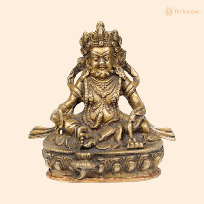 Brass Lord Kuber Idol – The Divine Treasurer of Wealth 5 Inch