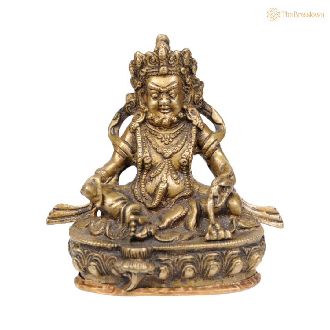 Brass Lord Kuber Idol – The Divine Treasurer of Wealth 5 Inch