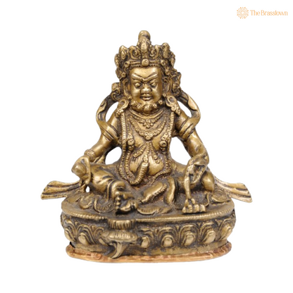 Brass Lord Kuber Idol – The Divine Treasurer of Wealth 5 Inch