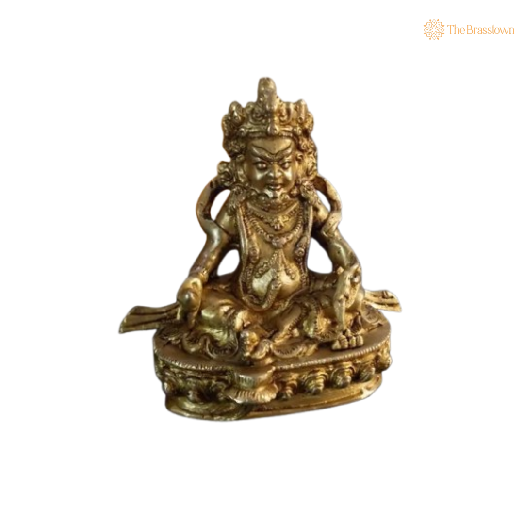 Brass Lord Kuber Idol – The Divine Treasurer of Wealth 5 Inch