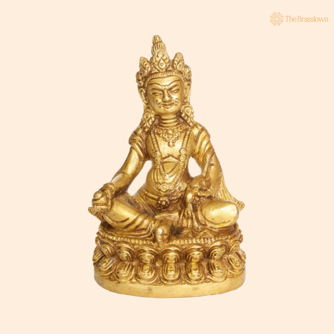 Brass Lord Kuber Idol – The Divine Treasurer of Wealth 4 Inch
