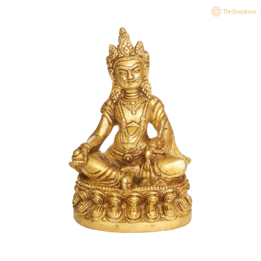 Brass Lord Kuber Idol – The Divine Treasurer of Wealth 4 Inch