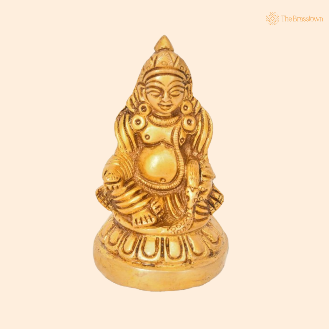 Brass Lord Kuber Idol – The Divine Treasurer of Wealth and Prosperity 3 Inch