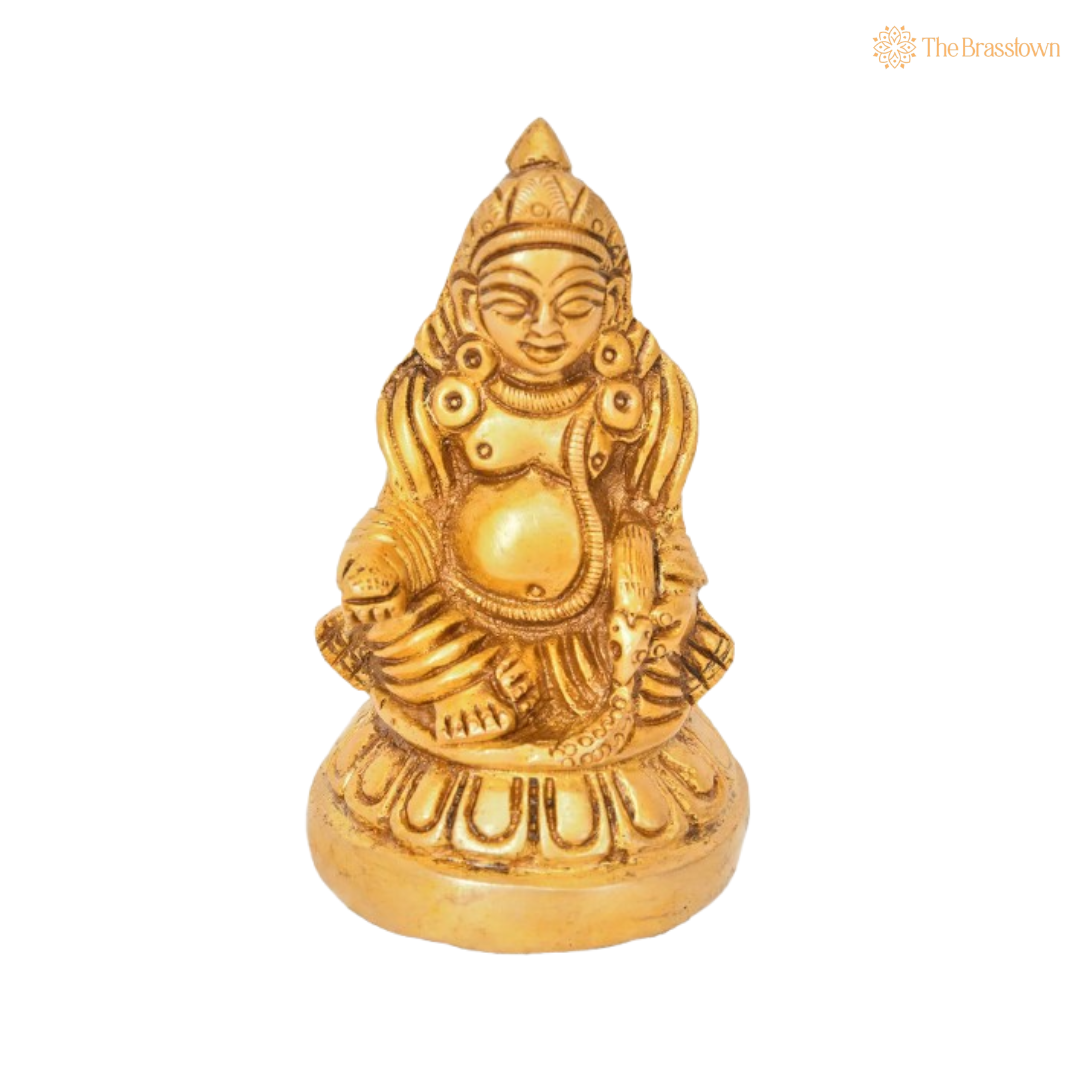 Brass Lord Kuber Idol – The Divine Treasurer of Wealth and Prosperity 3 Inch