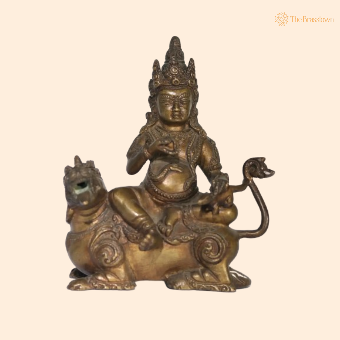 Brass Lord Kuber Idol – The Divine Treasurer of Wealth and Prosperity 6 Inch
