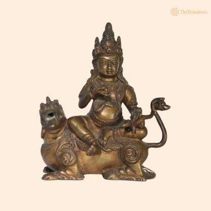 Brass Lord Kuber Idol – The Divine Treasurer of Wealth and Prosperity 6 Inch