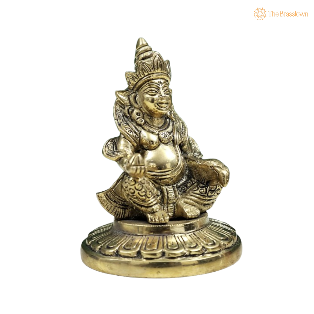 Brass Lord Kuber Idol – The Divine Wealth Guardian 4 Inch