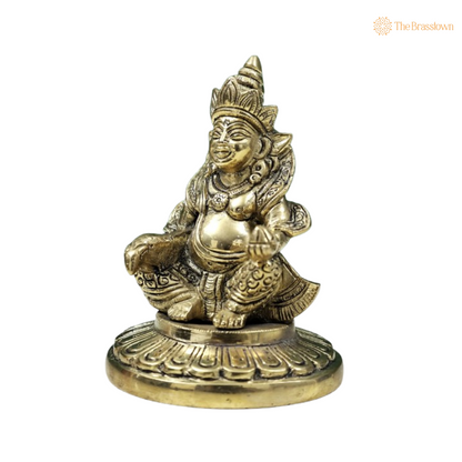 Brass Lord Kuber Idol – The Divine Wealth Guardian 4 Inch