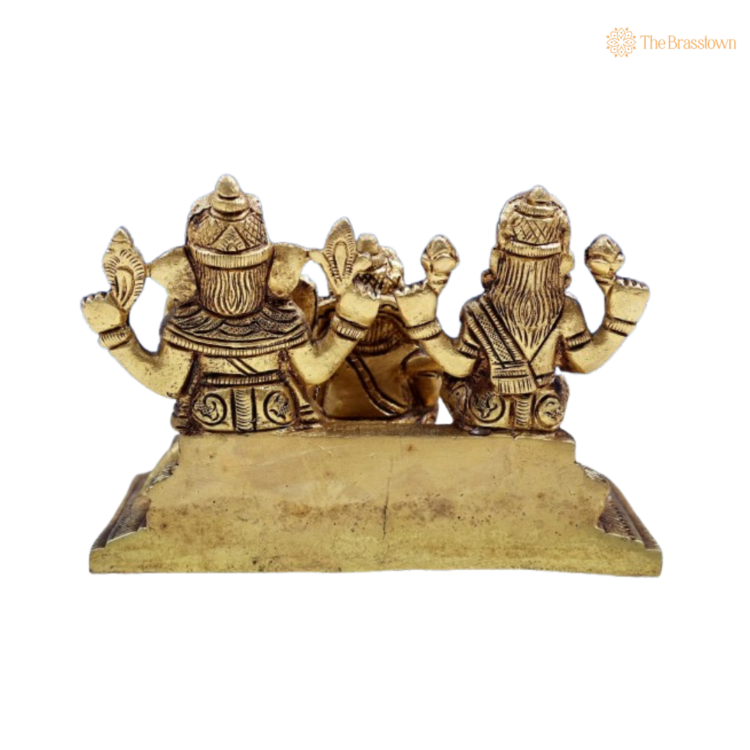 Brass Lord Kuber, Goddess Lakshmi & Lord Ganesha Idol 3 Inch
