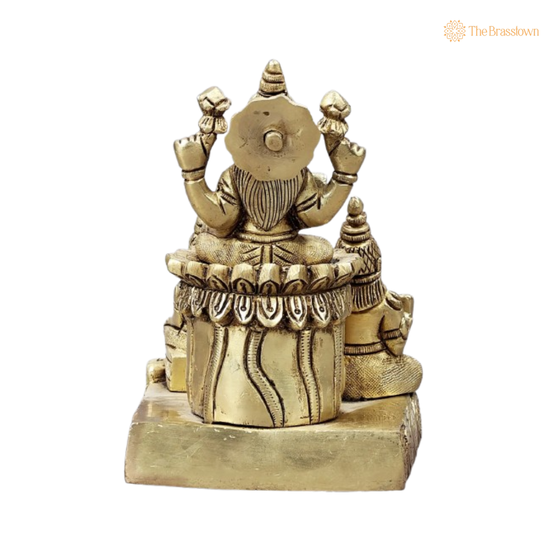 Brass Lord Kuber and Goddess Lakshmi Idol 4 Inch