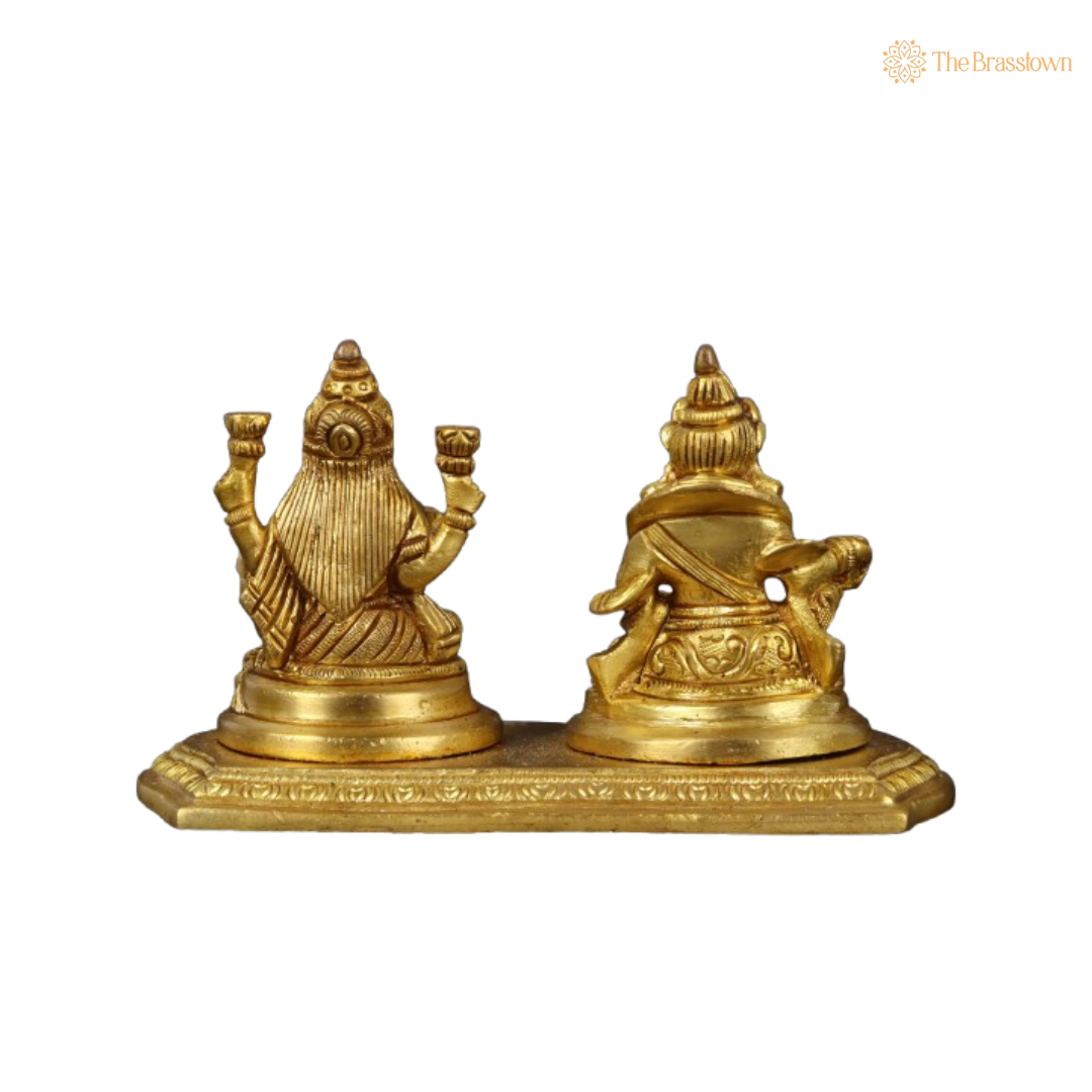 Brass Lord Kuber and Goddess Lakshmi Idol 6 Inch