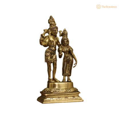 Brass Lord Shiva and Goddess Parvati Statue 9 Inch