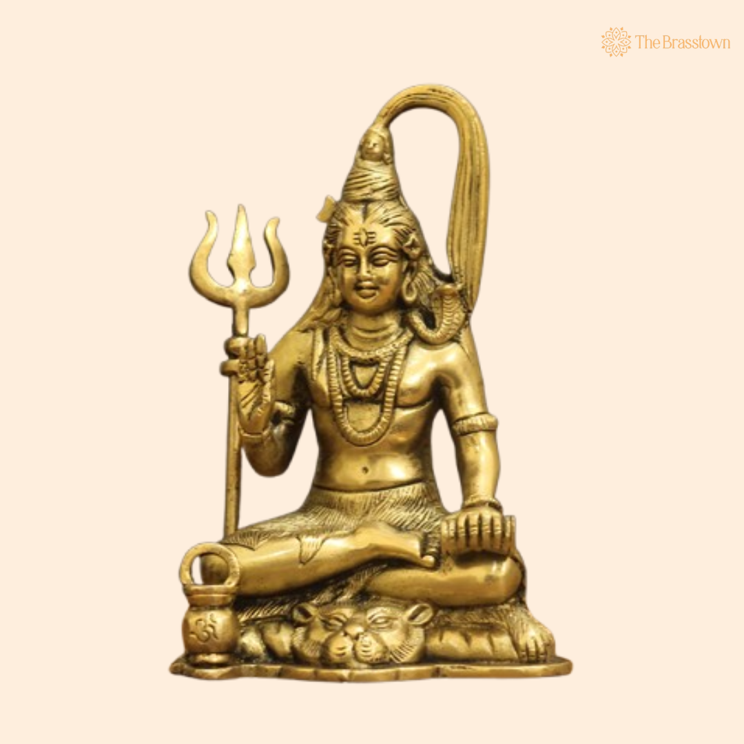 Brass Lord Shiva in Meditation 7 Inch