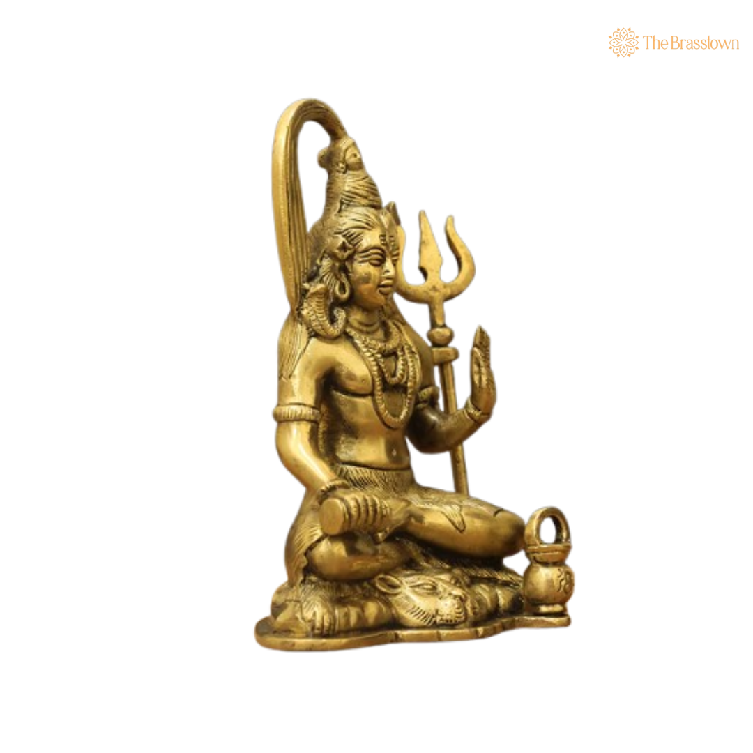 Brass Lord Shiva in Meditation 7 Inch