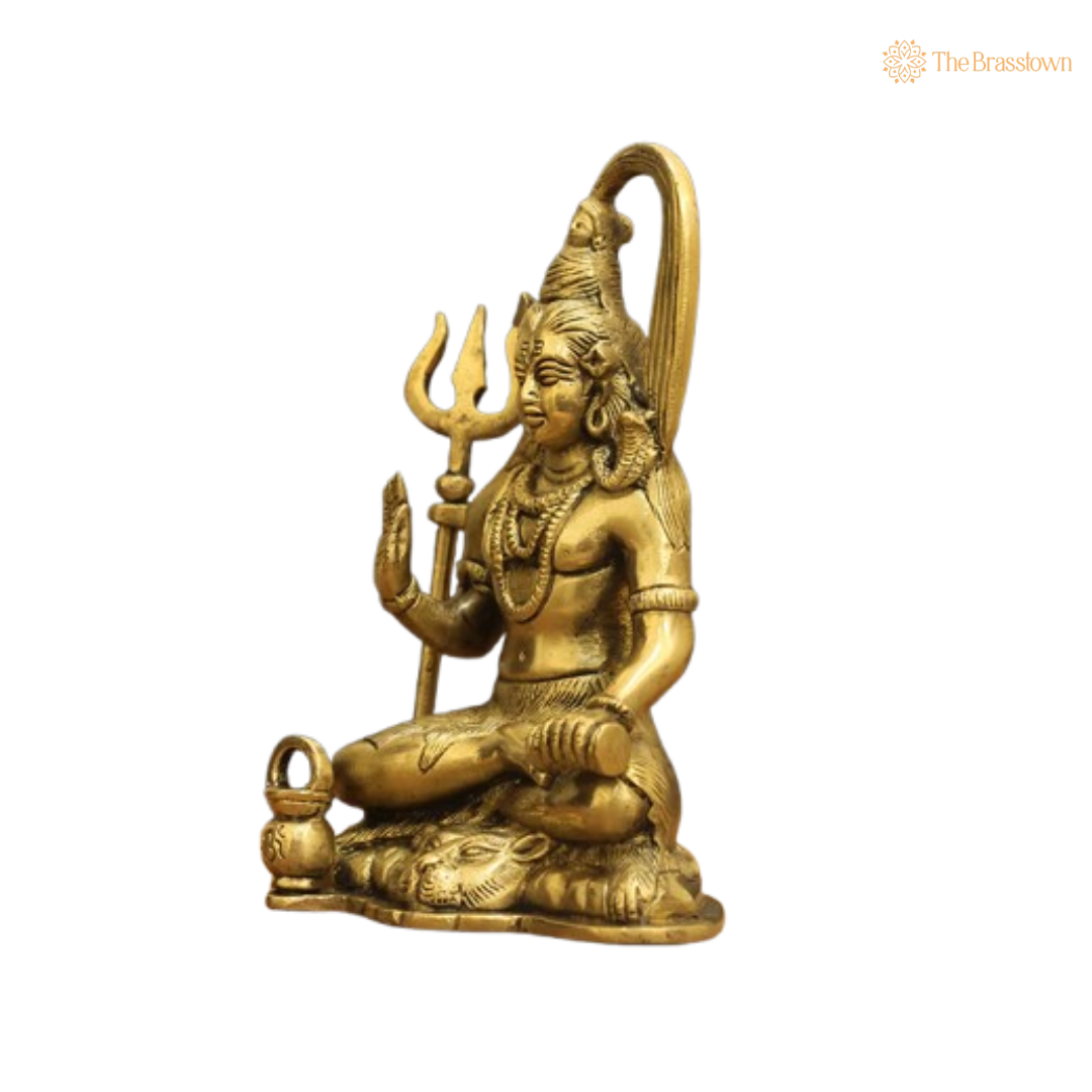 Brass Lord Shiva in Meditation 7 Inch