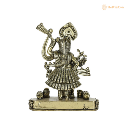 Brass Lord Vishnu Idol with Conch and Disc 4 Inch