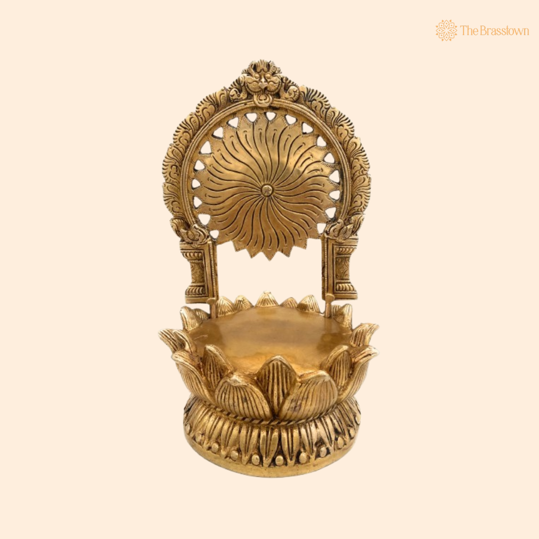 Brass Lotus Pedestal with Radiant Arch 10.5 Inch