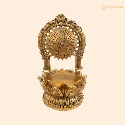 Brass Lotus Pedestal with Radiant Arch 10.5 Inch