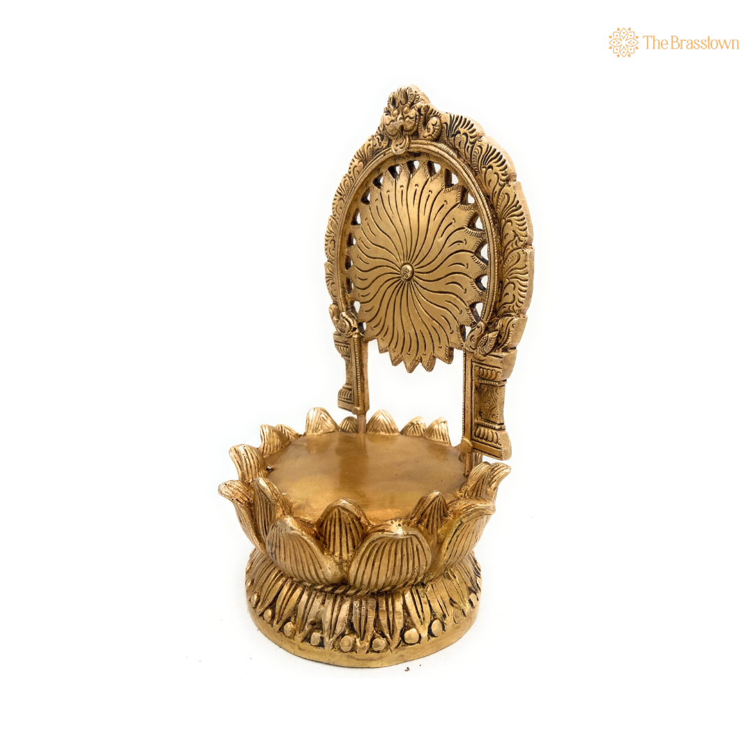 Brass Lotus Pedestal with Radiant Arch 10.5 Inch