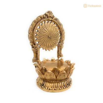 Brass Lotus Pedestal with Radiant Arch 10.5 Inch