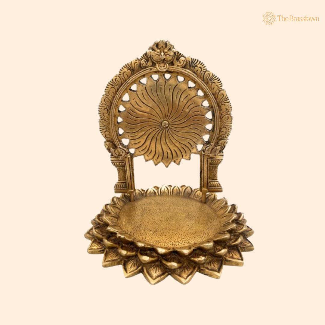 Brass Lotus Petal Base Temple – A Divine Symbol of Elegance 9 Inch