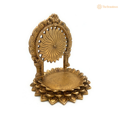 Brass Lotus Petal Base Temple – A Divine Symbol of Elegance 9 Inch