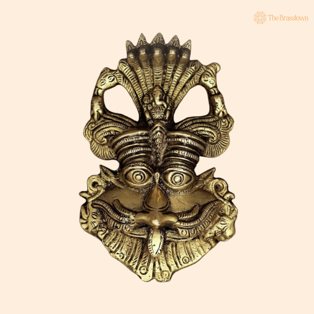Brass Mahakala Wall Mask 6 Inch
