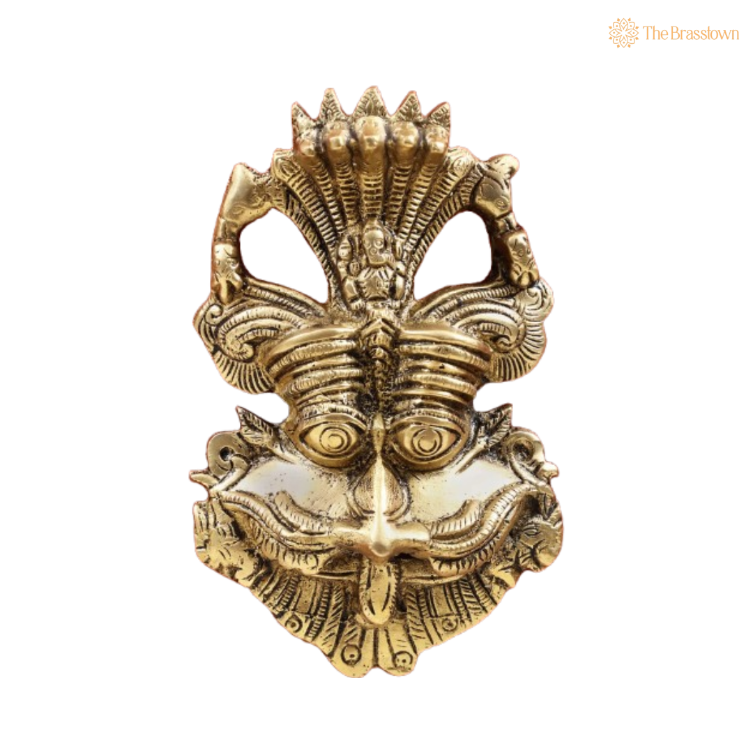 Brass Mahakala Wall Mask 6 Inch