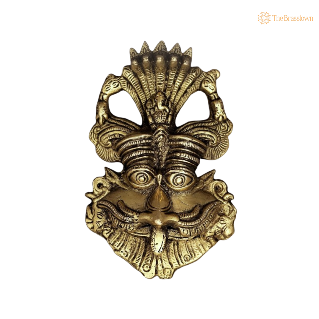 Brass Mahakala Wall Mask 6 Inch