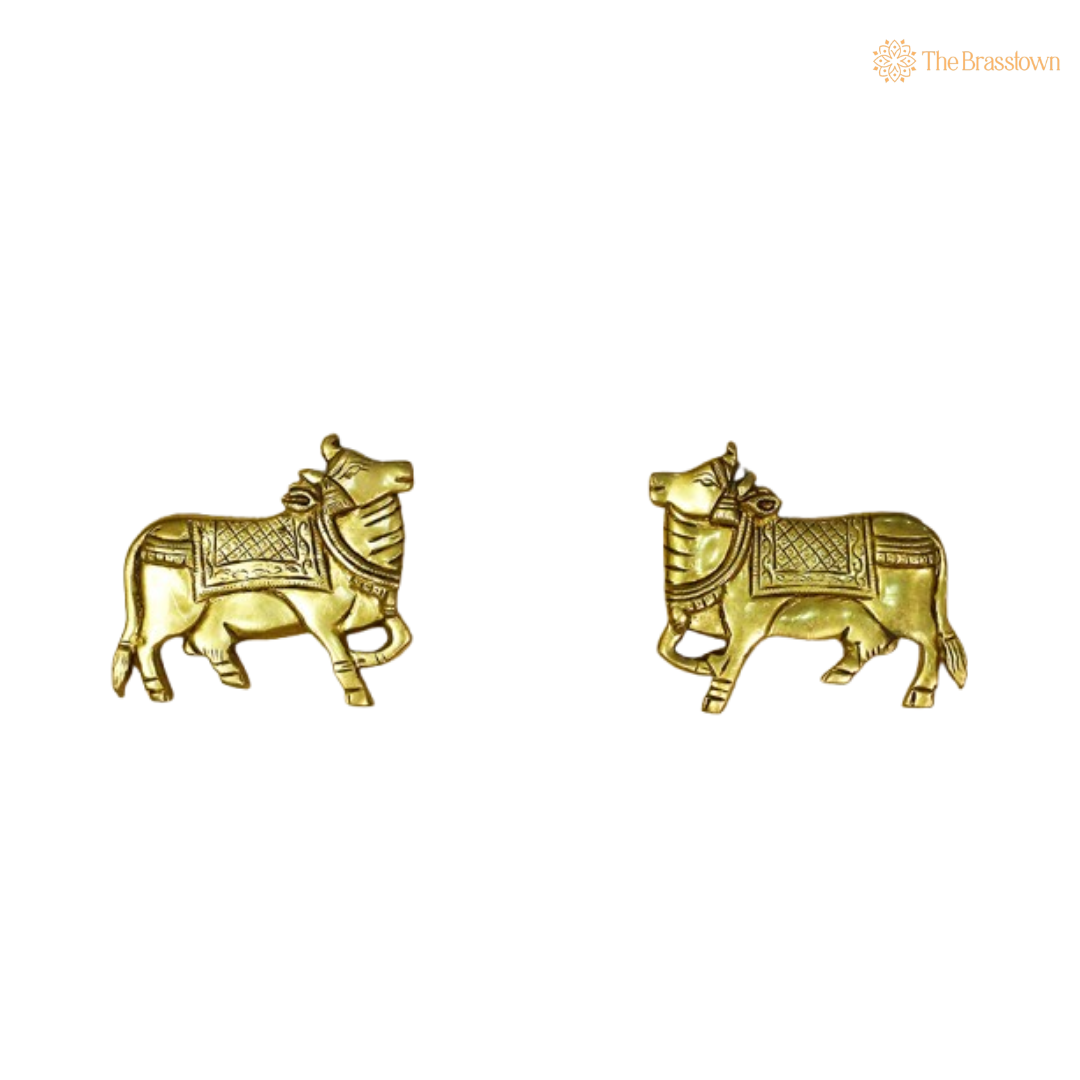 Brass Nandi Wall Accents – Symbols of Devotion and Strength 4.5 Inch