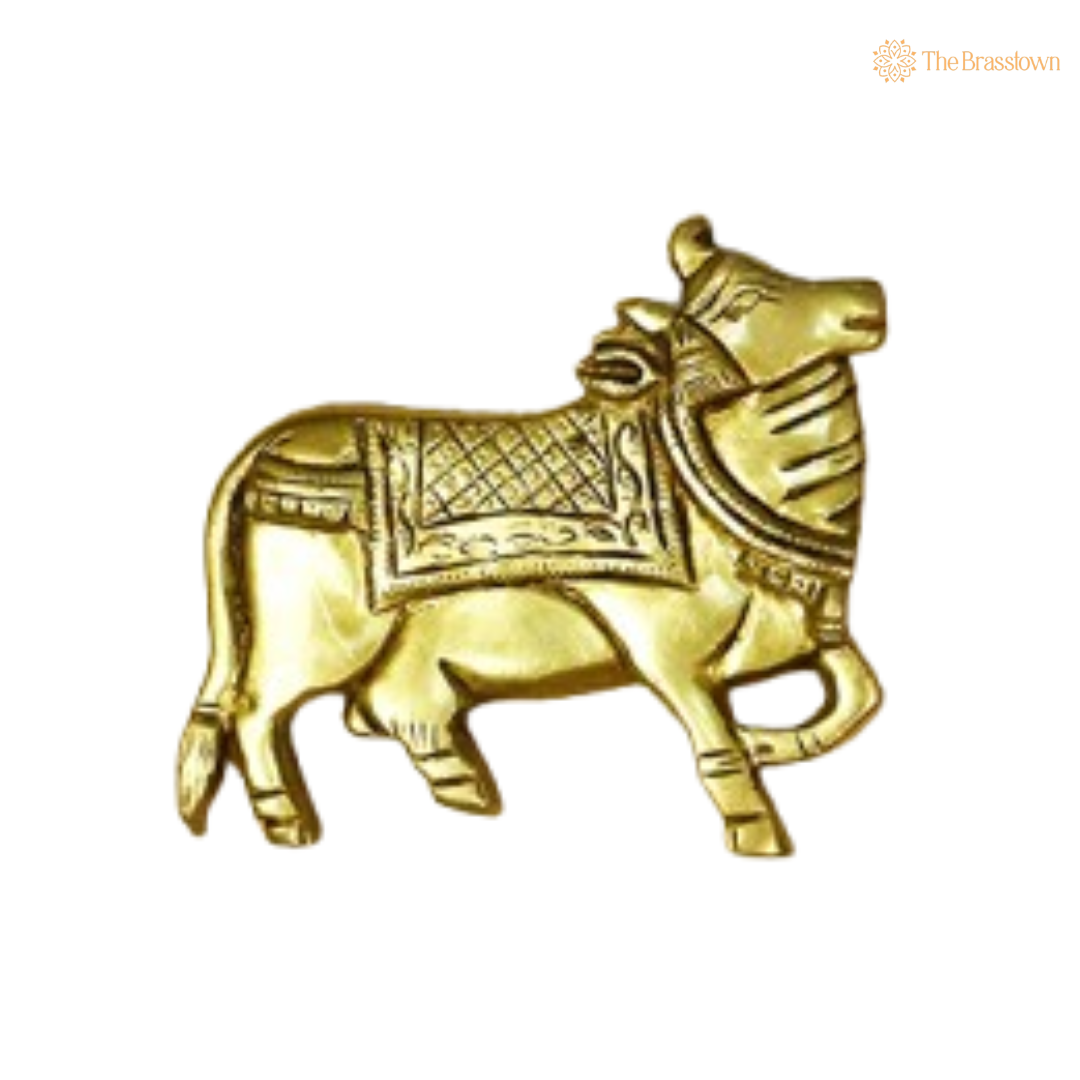 Brass Nandi Wall Accents – Symbols of Devotion and Strength 4.5 Inch