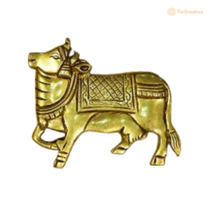 Brass Nandi Wall Accents – Symbols of Devotion and Strength 4.5 Inch
