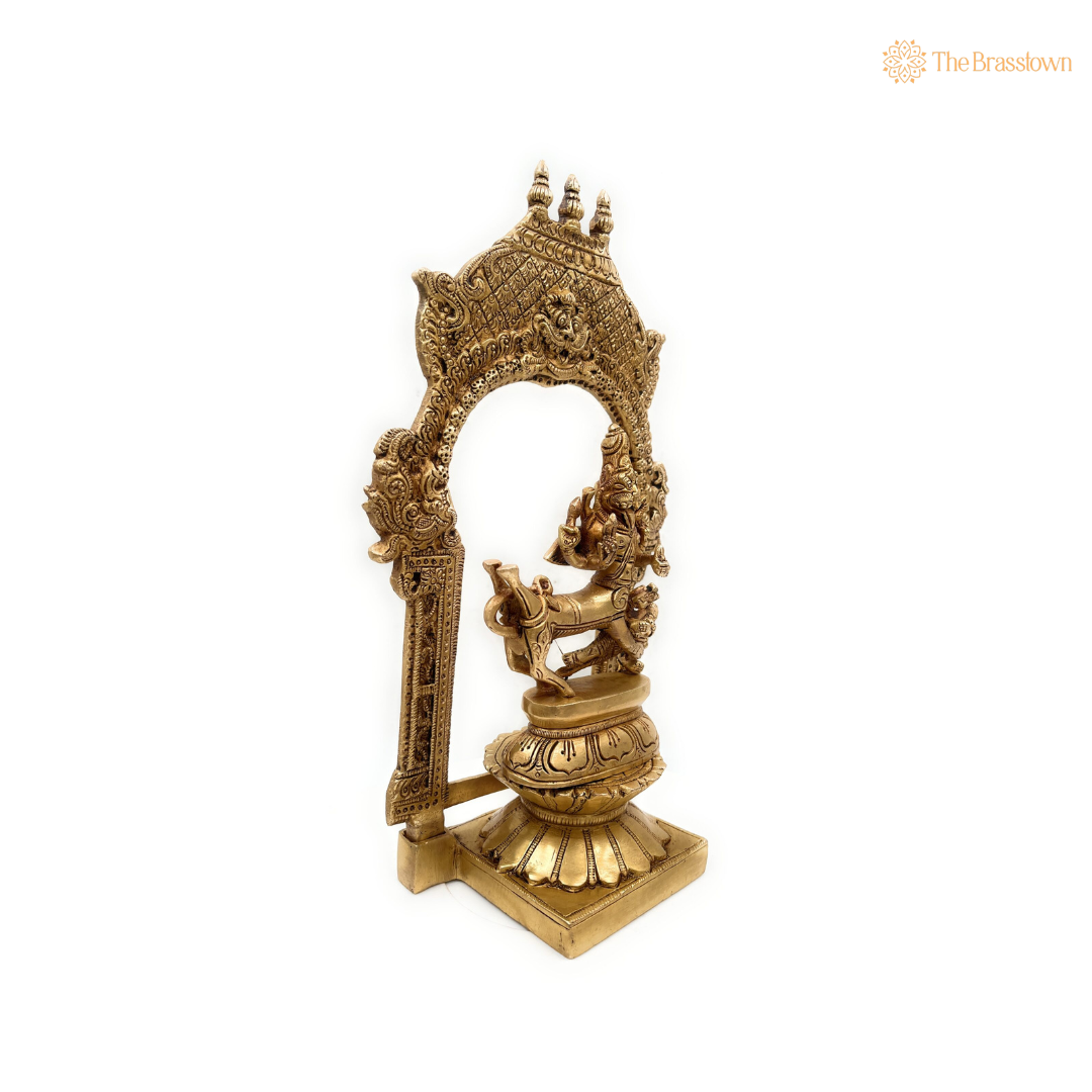 Brass Narasimha Idol Depicting Hiranyakashipu Episode 10.5 Inch