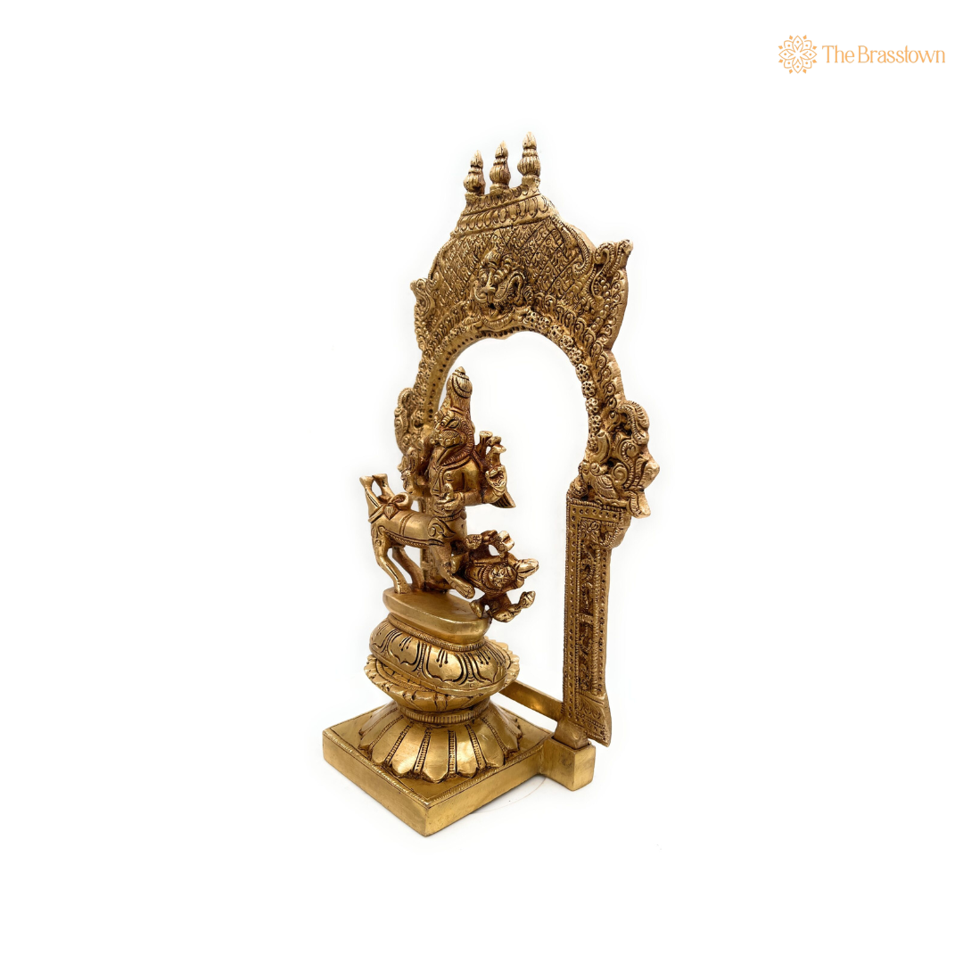 Brass Narasimha Idol Depicting Hiranyakashipu Episode 10.5 Inch