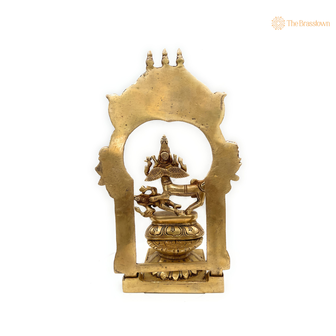Brass Narasimha Idol Depicting Hiranyakashipu Episode 10.5 Inch