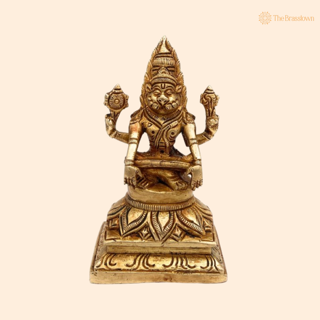 Brass Narasimha Statue 5 Inch