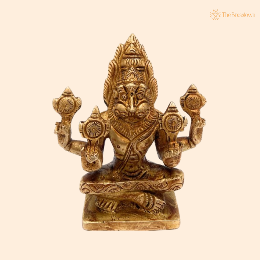 Brass Narasimha Statue 4.5 Inch