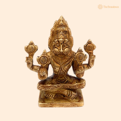 Brass Narasimha Statue 4.5 Inch