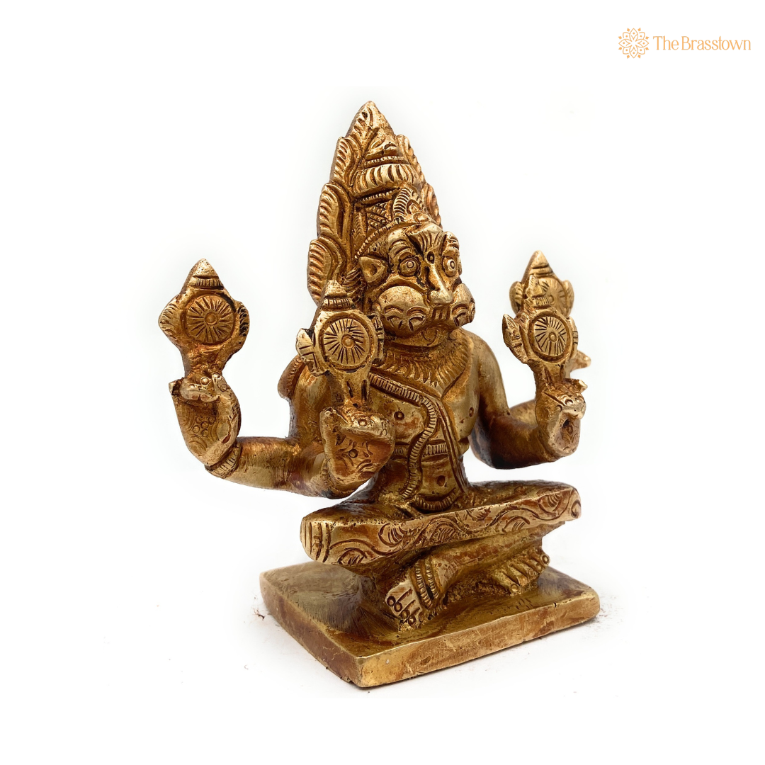 Brass Narasimha Statue 4.5 Inch